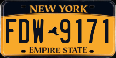 NY license plate FDW9171