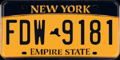 NY license plate FDW9181