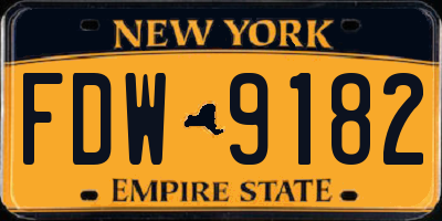 NY license plate FDW9182