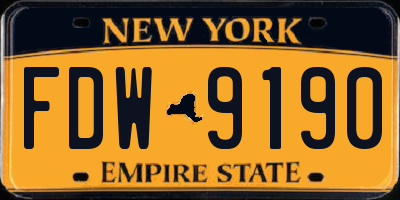NY license plate FDW9190