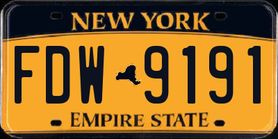 NY license plate FDW9191