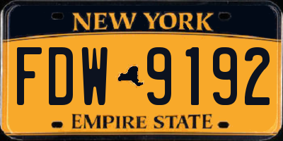 NY license plate FDW9192