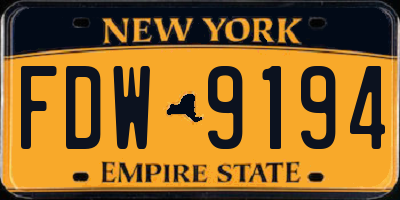 NY license plate FDW9194