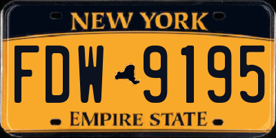 NY license plate FDW9195