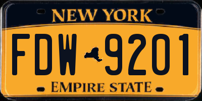 NY license plate FDW9201