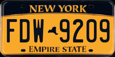 NY license plate FDW9209