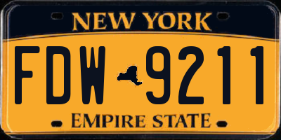 NY license plate FDW9211