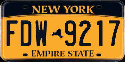 NY license plate FDW9217