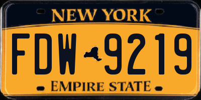 NY license plate FDW9219