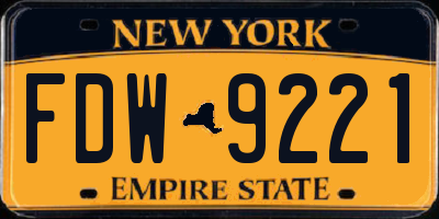 NY license plate FDW9221