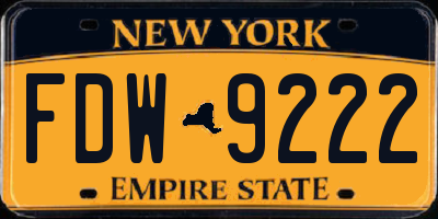 NY license plate FDW9222