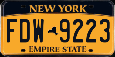 NY license plate FDW9223