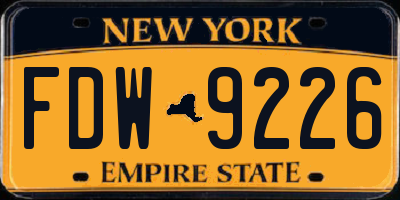 NY license plate FDW9226