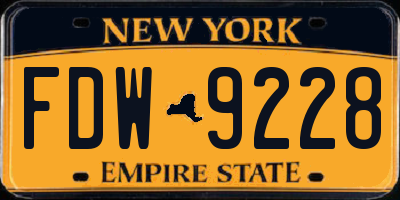 NY license plate FDW9228