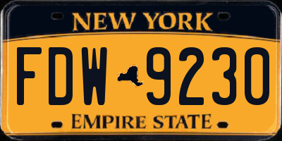 NY license plate FDW9230