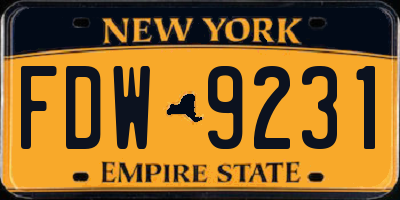 NY license plate FDW9231