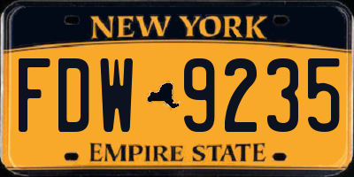 NY license plate FDW9235