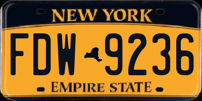 NY license plate FDW9236