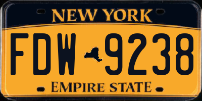 NY license plate FDW9238