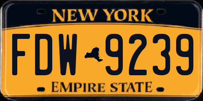 NY license plate FDW9239