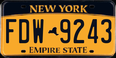 NY license plate FDW9243