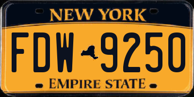 NY license plate FDW9250