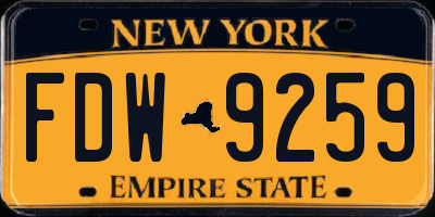 NY license plate FDW9259