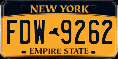 NY license plate FDW9262