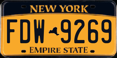 NY license plate FDW9269