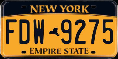 NY license plate FDW9275