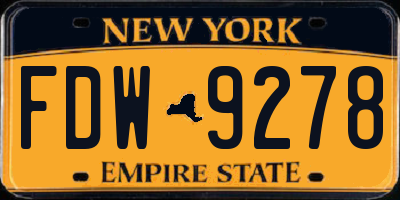NY license plate FDW9278