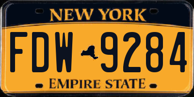 NY license plate FDW9284