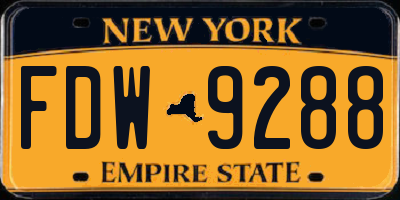 NY license plate FDW9288