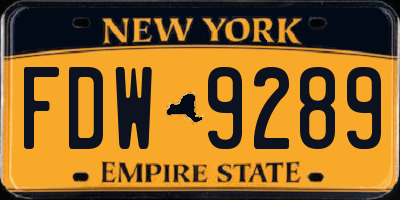 NY license plate FDW9289