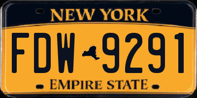 NY license plate FDW9291