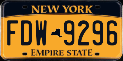 NY license plate FDW9296