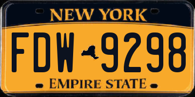 NY license plate FDW9298