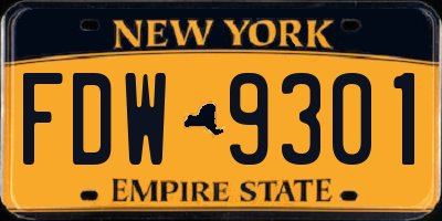 NY license plate FDW9301