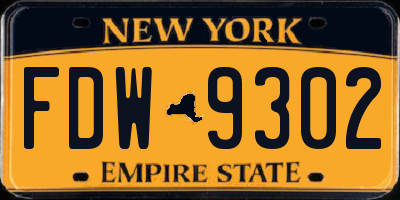 NY license plate FDW9302
