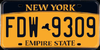 NY license plate FDW9309