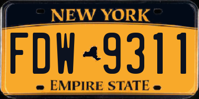 NY license plate FDW9311