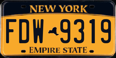NY license plate FDW9319