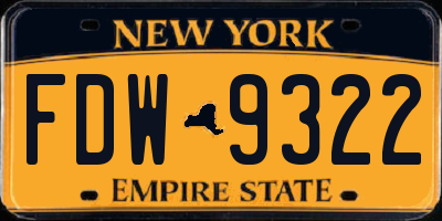 NY license plate FDW9322