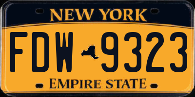 NY license plate FDW9323
