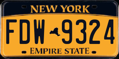 NY license plate FDW9324