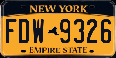 NY license plate FDW9326
