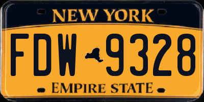NY license plate FDW9328