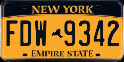 NY license plate FDW9342
