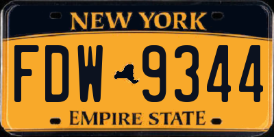 NY license plate FDW9344