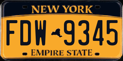 NY license plate FDW9345
